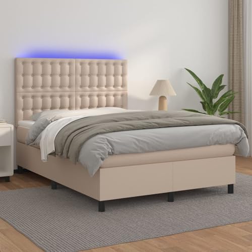 Boxspringbett mit Matratze & LED Cappuccino-Braun 140x190cm, Polsterbett Bett Stoffkopfteil für Gästezimmer Schlafzimmer Gästehaus Apartment3135944 Boxspringbett mit Matratze & LED Cappuccino-Braun 140x190cm, Polsterbett Bett Stoffkopfteil für Gästezimmer Schlafzimmer Gästehaus Apartment3135944 von Gecheer