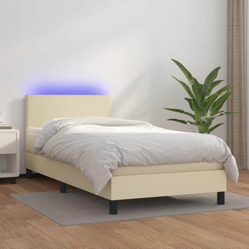 Boxspringbett mit Matratze & LED Creme 100x200 cm Kunstleder, Polsterbett Bett Stoffkopfteil für Gästezimmer Schlafzimmer Gästehaus Apartment3134089 Boxspringbett mit Matratze & LED Creme 100x200 cm Kunstleder, Polsterbett Bett Stoffkopfteil für Gästezimmer Schlafzimmer Gästehaus Apartment3134089 von Gecheer