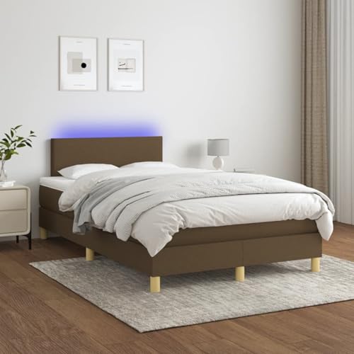 Boxspringbett mit Matratze & LED Dunkelbraun 120x200 cm Stoff, Modernes Gästebett für Stilvoll Schlafzimmer Gästehaus3133544 von Gecheer
