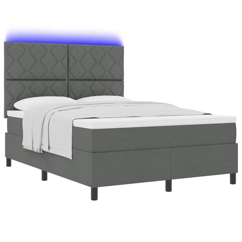 Boxspringbett mit Matratze & LED Dunkelgrau 140x200 cm Stoff, Bett mit matratze Polsterbett für Gästezimmer Gästehaus Hotel Schlafzimmer3342950 Boxspringbett mit Matratze & LED Dunkelgrau 140x200 cm Stoff, Bett mit matratze Polsterbett für Gästezimmer Gästehaus Hotel Schlafzimmer3342950 von Gecheer