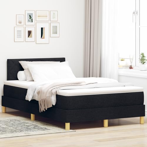 Boxspringbett mit Matratze & LED Schwarz 120x200 cm Stoff, Modernes Gästebett Bett für Stilvoll Schlafzimmer Gästehaus3342508 von Gecheer