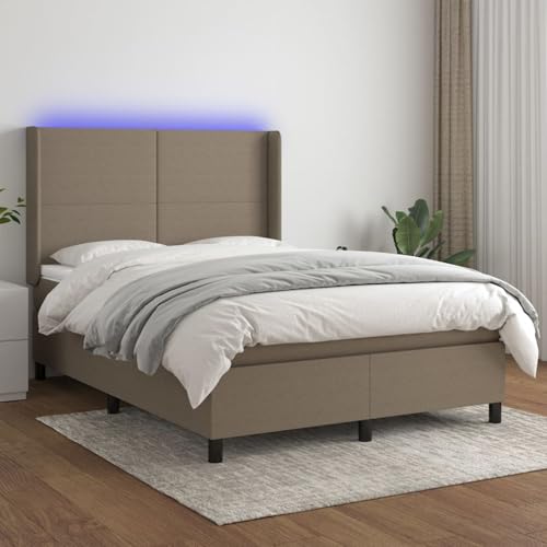 Boxspringbett mit Matratze & LED Taupe 140x200 cm Stoff, Bett mit matratze Polsterbett für Gästezimmer Gästehaus Hotel Schlafzimmer3138161 Boxspringbett mit Matratze & LED Taupe 140x200 cm Stoff, Bett mit matratze Polsterbett für Gästezimmer Gästehaus Hotel Schlafzimmer3138161 von Gecheer