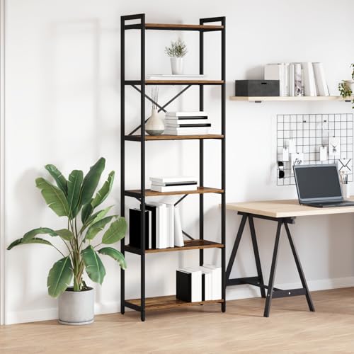 Bücherregal Altholz 60 x 30 x 188 cm Altes Holz, Modernes Lagerregal für Bücher Filme Deko Zuhause Büro Wohnzimmer von Gecheer