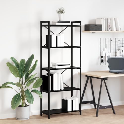 Bücherregal Schwarze Eiche 60 x 30 x 153 cm Holzwerkstoff, Modernes Lagerregal für Bücher Filme Deko Zuhause Büro Wohnzimmer von Gecheer