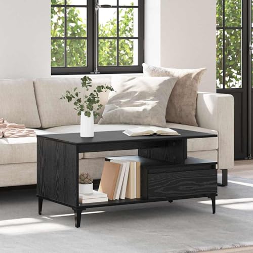 Couchtisch Schwarze Eiche 90 x 49 x 45 cm Holzwerkstoff, Modernes Beistelltisch Wohnzimmertisch Stubentisch für Sofa Balkon Büro881053 von Gecheer
