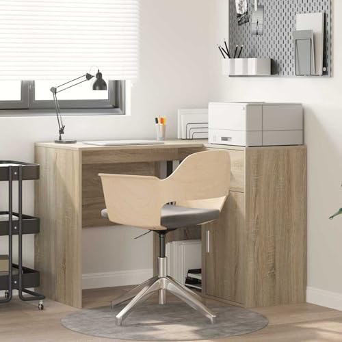 Eckschreibtisch mit Regal 2 pcs Sonoma Eiche 102 x 50 x 75 cm, Schreibtische Bürotisch für PC-Arbeit Schlafzimmer kleine Räume Arbeitszimmer von Gecheer