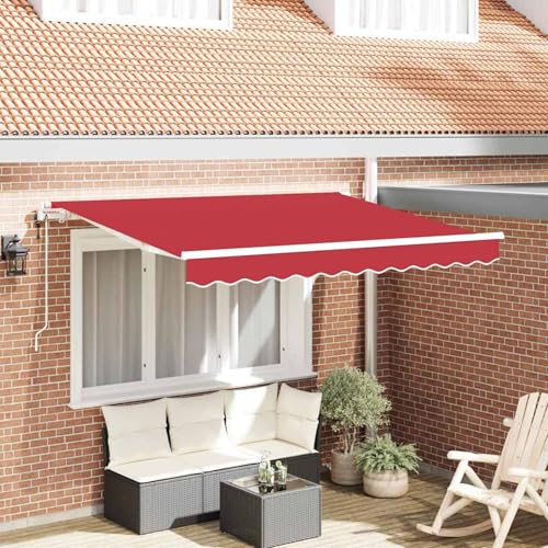 Einziehbare Markise Rot 350 x 200 cm Polyester und Aluminium, Markise Balkon Wasserdicht Terrassenüberdachung für Wohnmobil Terrasse Garten Café3329749 von Gecheer