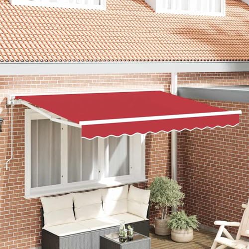 Einziehbare Markise Rot 350x200 cm Stoff, Markise Balkon Wasserdicht Terrassenüberdachung für Wohnmobil Terrasse Garten Café3329746 von Gecheer
