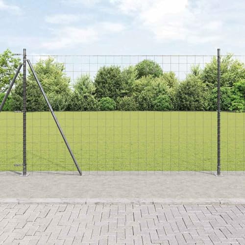 Euro Zaun mit 7 Flanschpfosten 1,6x10 m Verzinkter Stahl, Stabile Stahlpfähle Pfosten für Gartenzäune Landwirtschaft Weidenetze Hühnerdraht3350930 von Gecheer