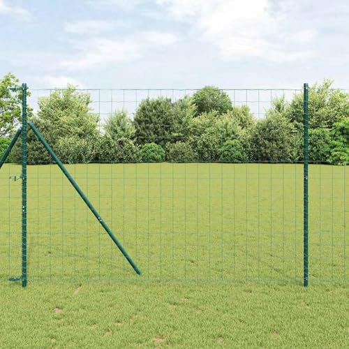 Euro Zaun mit 7 Pfosten 1,6x10 m verzinkter Stahl Grün, Stabile Stahlpfähle Pfosten für Gartenzäune Landwirtschaft Weidenetze Hühnerdraht3350310 von Gecheer