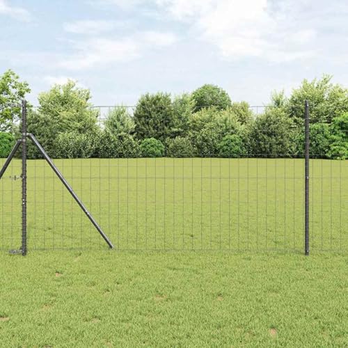 Euro Zaun mit 7 Pfosten 1x10 m galvanisiertes Stahl grau, Zaunstangen Metallpfähle Stahlpfosten für Drahtzäune Gartenzaun Hof Hühnerstall Außenbereich3350388 von Gecheer