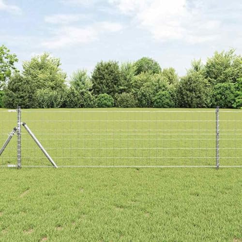 Eurozaun 0,8x25 m Feuerverzinkter Stahl, Zaunstangen Maschendrahtzaun Drahtzäune Gartenzaun für Hof Hühnerstall Weidezaun42004684 von Gecheer