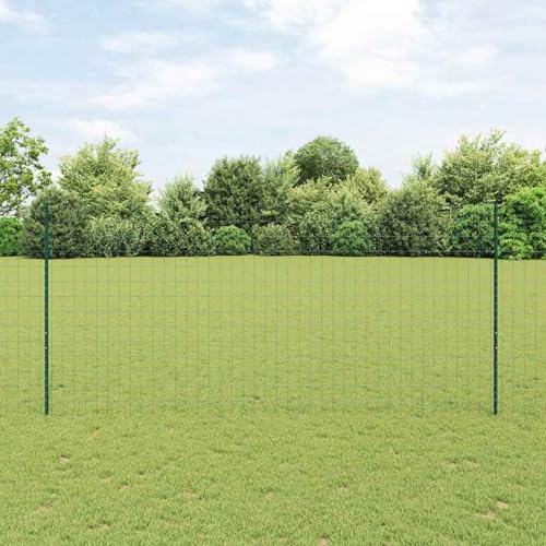Eurozaun mit 5 U-Posts Grün 1,4x10 m Stahl, Gartenzaunpfähle Drahtzäune für Zäune Gemüsebeete Hühnergehege Weidegrundstück3335993 von Gecheer
