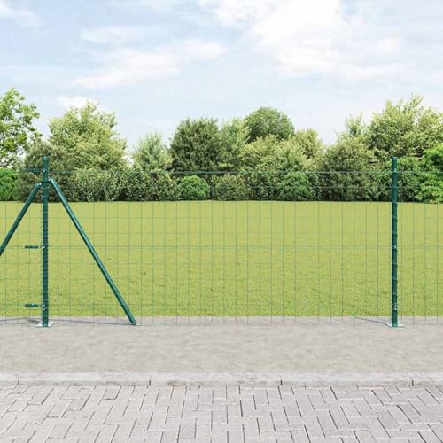 Eurozaun mit 7 Flanschpfosten 1x10 m Verzinkter Stahl, Zaunstangen Metallpfähle Stahlpfosten für Drahtzäune Gartenzaun Hof Hühnerstall Außenbereich3350828 von Gecheer