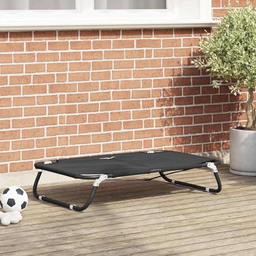 Faltbares Hundebett Schwarz ML Oxford Stoff und Stahl Hundeliege Outdoor Garten für draußen Camping erhöhtes Hundebett von Gecheer