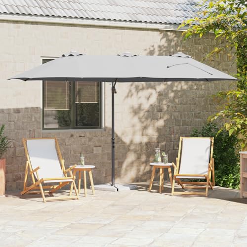 Garten-Kantilever-Pergola Sandfarbe 372 x 198 x 253 cm Gartenschirm Marktschirm Windsicherung Sonnenschutz für Terrasse Strand von Gecheer