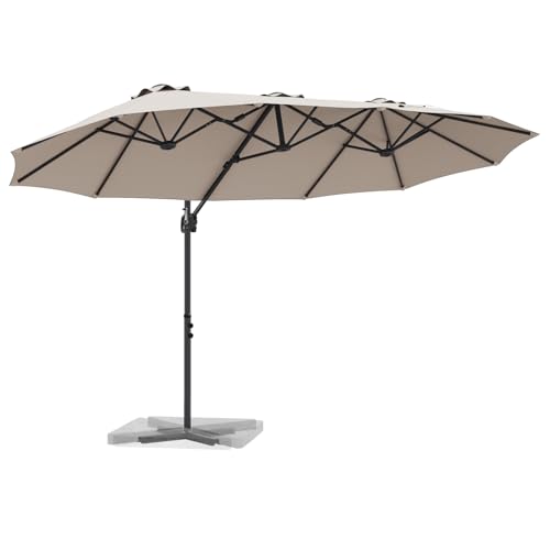 Garten-Kantilever-Pergola mit Schloss Taupe 372 x 198 x 253 cm Gartenschirm Marktschirm Windsicherung Sonnenschutz für Terrasse Strand von Gecheer