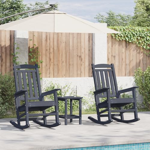 Garten Schaukelstühle 2 STK Marineblau 70x92x107.5 cm HDPE Schaukelstuhl Deckchair Sessel von Gecheer