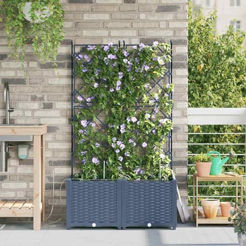 Gartenpflanzer mit Bewässerungssystem 2 Stück Grau, Pflanzkasten Großes Pflanzbeet Hochbeet für Gemüse Blumen auf Balkon Terrasse Garten42002874 Gartenpflanzer mit Bewässerungssystem 2 Stück Grau, Pflanzkasten Großes Pflanzbeet Hochbeet für Gemüse Blumen auf Balkon Terrasse Garten42002874 von Gecheer