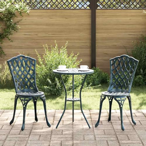 Gartenstühle 2er-Set Grün aus Gusseisen, Gartenmöbel Stapelstuhl Balkonstühle für Outdoor Garten Café Camping42002397 von Gecheer