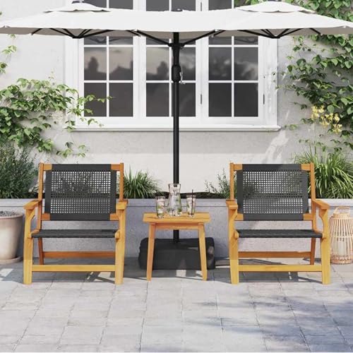 Gartenstühle mit Tisch 3er Set Schwarz aus Akazienholz, Gartenstühle Gartenmöbel Set Gartensessel für Gärten Innenhöfe Balkone Restaurants3214433 Gartenstühle mit Tisch 3er Set Schwarz aus Akazienholz, Gartenstühle Gartenmöbel Set Gartensessel für Gärten Innenhöfe Balkone Restaurants3214433 von Gecheer