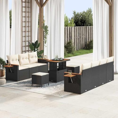 Gecheer 10-TLG. Garten-Sofa-Set mit Kissen Schwarz Poly-Rattan Akazie, Outdoor Lounge Sitzgruppe zum Entspannen für Terrasse und Garten3365090 Gecheer 10-TLG. Garten-Sofa-Set mit Kissen Schwarz Poly-Rattan Akazie, Outdoor Lounge Sitzgruppe zum Entspannen für Terrasse und Garten3365090 von Gecheer