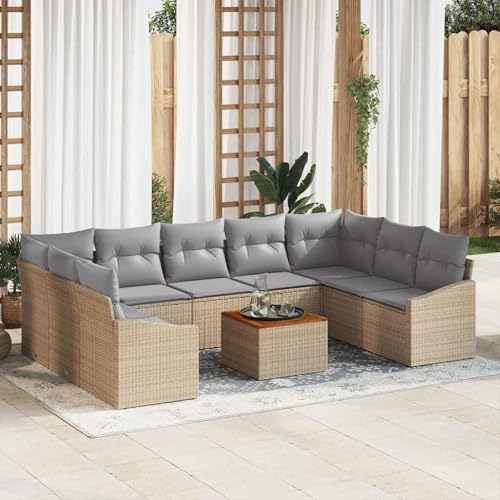 Gecheer 10-teiliges Garten-Sofa-Set mit Kissen Beige Poly-Rattan Akazie, Outdoor Lounge Sitzgruppe zum Entspannen für Terrasse und Garten3356544 Gecheer 10-teiliges Garten-Sofa-Set mit Kissen Beige Poly-Rattan Akazie, Outdoor Lounge Sitzgruppe zum Entspannen für Terrasse und Garten3356544 von Gecheer