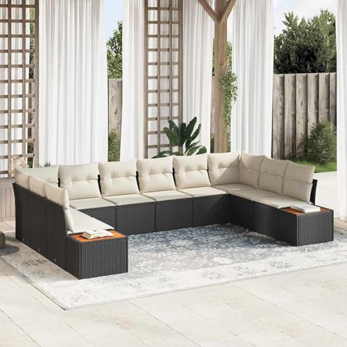 Gecheer 10-teiliges Garten Sofa Set mit Kissen Schwarz Poly Rattan Akazie, Outdoor Lounge Sitzgruppe zum Entspannen für Terrasse und Garten3348173 Gecheer 10-teiliges Garten Sofa Set mit Kissen Schwarz Poly Rattan Akazie, Outdoor Lounge Sitzgruppe zum Entspannen für Terrasse und Garten3348173 von Gecheer