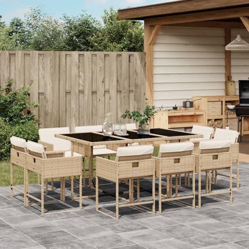 Gecheer 11-TLG. Garten-Essgruppe mit Kissen Beige Poly Rattan, Gartenmöbel Set Tisch Stühlen for Balkonmöbel Outdoor-Essbereich und Café3211390 Gecheer 11-TLG. Garten-Essgruppe mit Kissen Beige Poly Rattan, Gartenmöbel Set Tisch Stühlen for Balkonmöbel Outdoor-Essbereich und Café3211390 von Gecheer