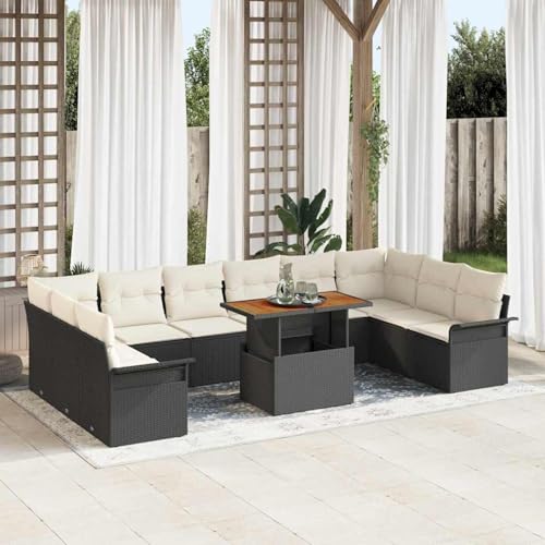 Gecheer 11-teilige Garten Essgruppe mit Kissen schwarzes Poly Rattan Akazie, Outdoor Essgruppe Wetterfeste Sitzgruppe Esstisch Stühlen for Terrasse Garten Balkon3349382 Gecheer 11-teilige Garten Essgruppe mit Kissen schwarzes Poly Rattan Akazie, Outdoor Essgruppe Wetterfeste Sitzgruppe Esstisch Stühlen for Terrasse Garten Balkon3349382 von Gecheer
