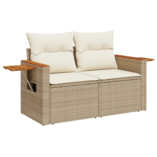 Gecheer 11-teiliges Garten Sofa Set mit Kissen Beige Poly-Rattan Akazie Gartenmöbel Set Gecheer 11-teiliges Garten Sofa Set mit Kissen Beige Poly-Rattan Akazie Gartenmöbel Set von Gecheer