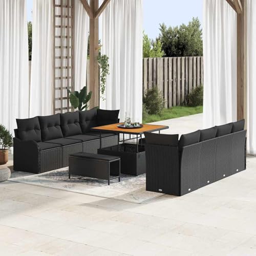 Gecheer 11-teiliges Garten Sofa Set mit Kissen Schwarz, 2-Sitzer Garten Sofa mit Kissen Schwarz Poly Rattan, Outdoor Lounge Sitzgruppe zum Entspannen für Terrasse und Garten3362244 Gecheer 11-teiliges Garten Sofa Set mit Kissen Schwarz, 2-Sitzer Garten Sofa mit Kissen Schwarz Poly Rattan, Outdoor Lounge Sitzgruppe zum Entspannen für Terrasse und Garten3362244 von Gecheer