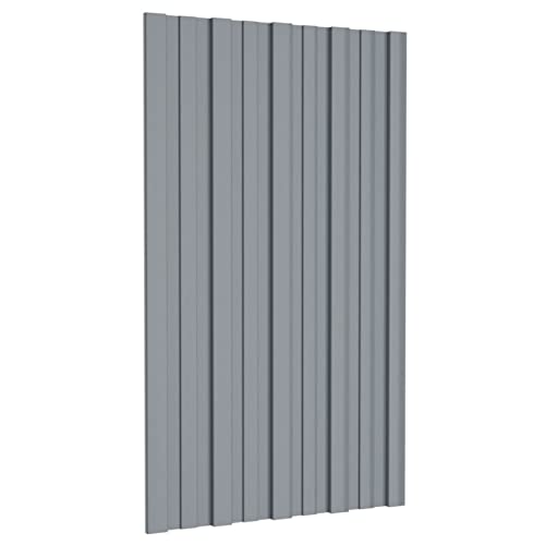Gecheer 12 STK. Dachpaneele Dachpfannen Profilblech Trapezblech Dachblech Stahlblech Trapezbleche Dachplatten Verzinkter Stahl Silbern 80x45 cm von Gecheer