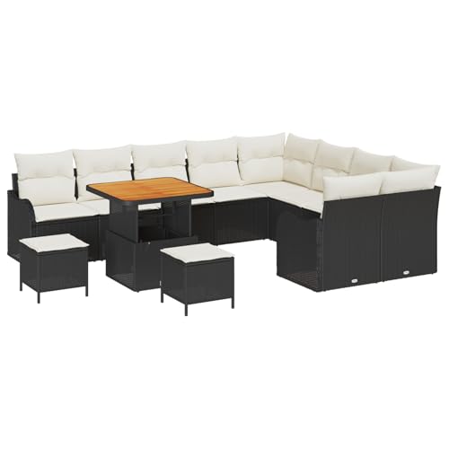 Gecheer 12-TLG. Garten-Sofagarnitur mit Kissen Schwarz Poly Rattan, Outdoor Lounge Sitzgruppe zum Entspannen für Terrasse und Garten3364250 Gecheer 12-TLG. Garten-Sofagarnitur mit Kissen Schwarz Poly Rattan, Outdoor Lounge Sitzgruppe zum Entspannen für Terrasse und Garten3364250 von Gecheer