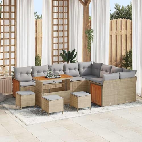 Gecheer 13-teiliges Garten-Sofa-Set mit Kissen Beige Poly-Rattan Akazie, Outdoor Lounge Sitzgruppe zum Entspannen für Terrasse und Garten3363352 Gecheer 13-teiliges Garten-Sofa-Set mit Kissen Beige Poly-Rattan Akazie, Outdoor Lounge Sitzgruppe zum Entspannen für Terrasse und Garten3363352 von Gecheer