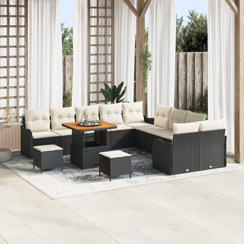 Gecheer 13-teiliges Garten Sofa Set mit Kissen Schwarz Poly Rattan Akazie, Outdoor Lounge Sitzgruppe zum Entspannen für Terrasse und Garten3364270 Gecheer 13-teiliges Garten Sofa Set mit Kissen Schwarz Poly Rattan Akazie, Outdoor Lounge Sitzgruppe zum Entspannen für Terrasse und Garten3364270 von Gecheer