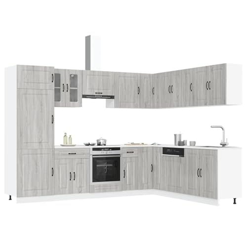 Gecheer 14-TLG. Küchenschrank-Set Kalmar Grau Sonoma Holzwerkstoff Küchenzeile Küchenblock Hängender Küchenschrank Lagerschrank Gecheer 14-TLG. Küchenschrank-Set Kalmar Grau Sonoma Holzwerkstoff Küchenzeile Küchenblock Hängender Küchenschrank Lagerschrank von Gecheer