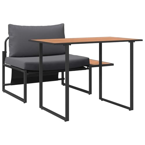 Gecheer 2-teiliges Garten-Esszimmer-Set mit Einzelsitz und anthrazitfarbenen Kissen, Outdoor Essgruppe Wetterfeste Sitzgruppe Esstisch Stühlen for Terrasse Garten Balkon42004137 von Gecheer