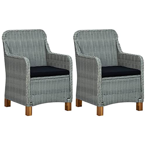Gecheer 2X Gartenstuhl mit Kissen Gartenmöbel Gartensessel Stuhl Stühle Sessel Rattansessel Essstuhl Balkon Terrasse Poly Rattan Hellgrau Gecheer 2X Gartenstuhl mit Kissen Gartenmöbel Gartensessel Stuhl Stühle Sessel Rattansessel Essstuhl Balkon Terrasse Poly Rattan Hellgrau von Gecheer