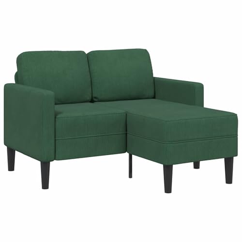 Gecheer 2er-Sofa mit Chaiselongue L-Form Dunkelgrün 125 cm Leinen, Wohnzimmer Polstersofa Couch für kleine Räume Büro Gästezimmer Schlafzimme4107081 von Gecheer