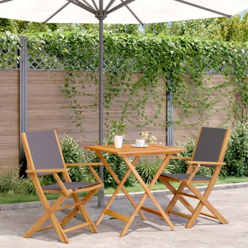 Gecheer 3-TLG. Bistro Set Balkonmöbel 2 Personen Gartenmöbel Set Sitzgruppe klappbar Gartentisch mit 2 Gartenstuhl, Garten Essgruppe Balkonset Klappstuhl, Anthrazit Stoff und Massivholz Gecheer 3-TLG. Bistro Set Balkonmöbel 2 Personen Gartenmöbel Set Sitzgruppe klappbar Gartentisch mit 2 Gartenstuhl, Garten Essgruppe Balkonset Klappstuhl, Anthrazit Stoff und Massivholz von Gecheer
