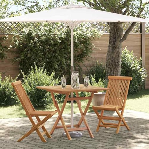 Gecheer 3-TLG. Garten-Bistro-Set Klappbar Massivholz Akazie, Bistrosets Gartenmöbel Set Stuhl Tisch für Terrassen Balkone Café-Ecke3385963 von Gecheer