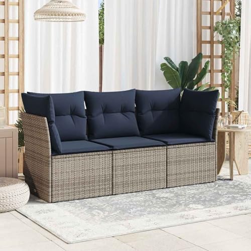 Gecheer 3-TLG. Garten-Sofagarnitur mit Kissen Grau Poly Rattan, Outdoor Lounge Sitzgruppe zum Entspannen für Terrasse und Garten3217211 Gecheer 3-TLG. Garten-Sofagarnitur mit Kissen Grau Poly Rattan, Outdoor Lounge Sitzgruppe zum Entspannen für Terrasse und Garten3217211 von Gecheer