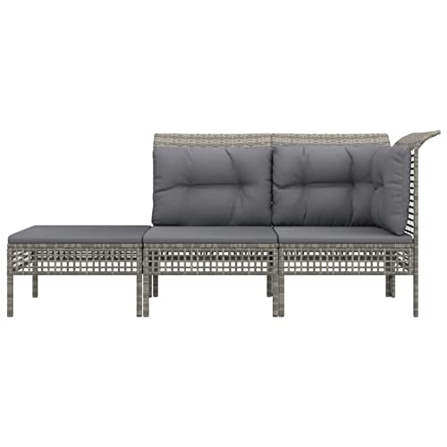 Gecheer 3-TLG. Gartenlounge Set Polyrattan, Terrassensofa Rattan, Loungemöbel Polyrattan, Lounge Gartenmöbel Set, Kissen von Gecheer
