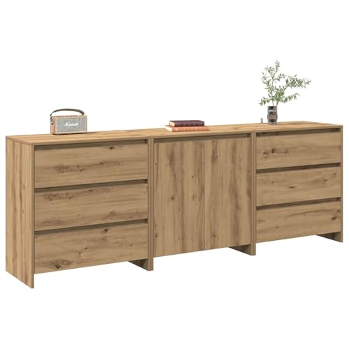 Gecheer 3-TLG. Sideboard Artisan-Eiche Holzwerkstoff Gecheer 3-TLG. Sideboard Artisan-Eiche Holzwerkstoff von Gecheer