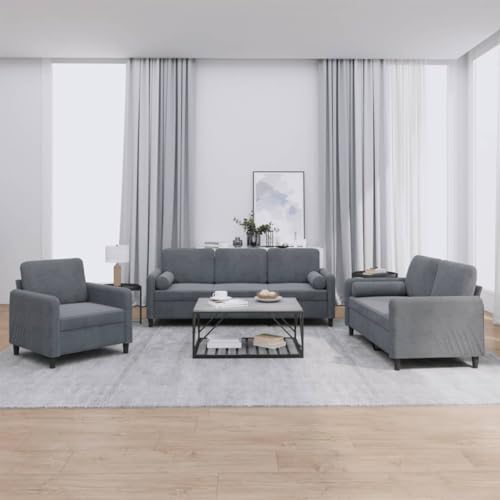 Gecheer 3-TLG. Sofagarnitur mit Kissen Schlafsofa Couch Polstersofa Sofa Couchgarnitur Loungesofa Couchsofa Gästesofa Polstergarnitur Sofa Set Wohnzimmersofa Sitzmöbel Dunkelgrau Samt Gecheer 3-TLG. Sofagarnitur mit Kissen Schlafsofa Couch Polstersofa Sofa Couchgarnitur Loungesofa Couchsofa Gästesofa Polstergarnitur Sofa Set Wohnzimmersofa Sitzmöbel Dunkelgrau Samt von Gecheer