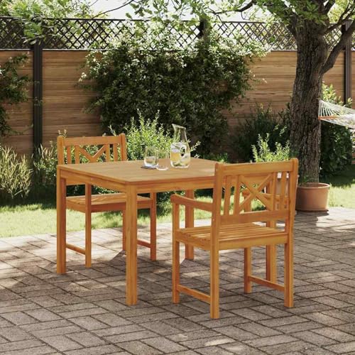 Gecheer 3-teilige Garten Essgruppe, Gartenstühle 2 STK 56x56x90 cm aus massivem Akazienholz, Gartenmöbel Set Tisch Stühlen for Balkonmöbel Outdoor-Essbereich und Café3375658 von Gecheer