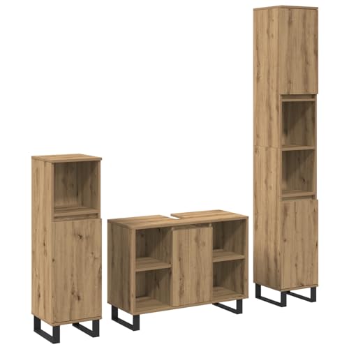 Gecheer 3-teiliges Badezimmermöbel-Set Artisan-Eiche Holzwerkstoff Badezimmerschrank Hängender Badschrank Aufbewahrungsschrank fürs Badezimmer von Gecheer