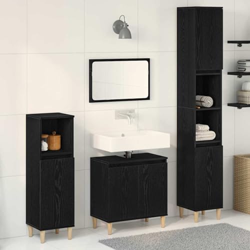 Gecheer 3-teiliges Badezimmermöbel-Set Schwarze Eiche Holzwerkstoff, Badezimmerschrank Hängender Badschrank Aufbewahrungsschrank fürs Badezimmer3333088 Gecheer 3-teiliges Badezimmermöbel-Set Schwarze Eiche Holzwerkstoff, Badezimmerschrank Hängender Badschrank Aufbewahrungsschrank fürs Badezimmer3333088 von Gecheer