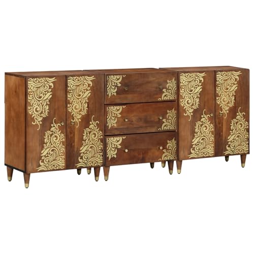Gecheer 3-teiliges Badezimmermöbel Set aus massivem, grobem Mangoholz, Sideboard 60x33x75cm Badezimmerschrank Hängender Badschrank Aufbewahrungsschrank fürs Badezimmer Gecheer 3-teiliges Badezimmermöbel Set aus massivem, grobem Mangoholz, Sideboard 60x33x75cm Badezimmerschrank Hängender Badschrank Aufbewahrungsschrank fürs Badezimmer von Gecheer